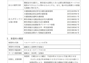 ヘルパーステーションのぞみ重要事項説明書(居宅介護・同行援護・行動援護)